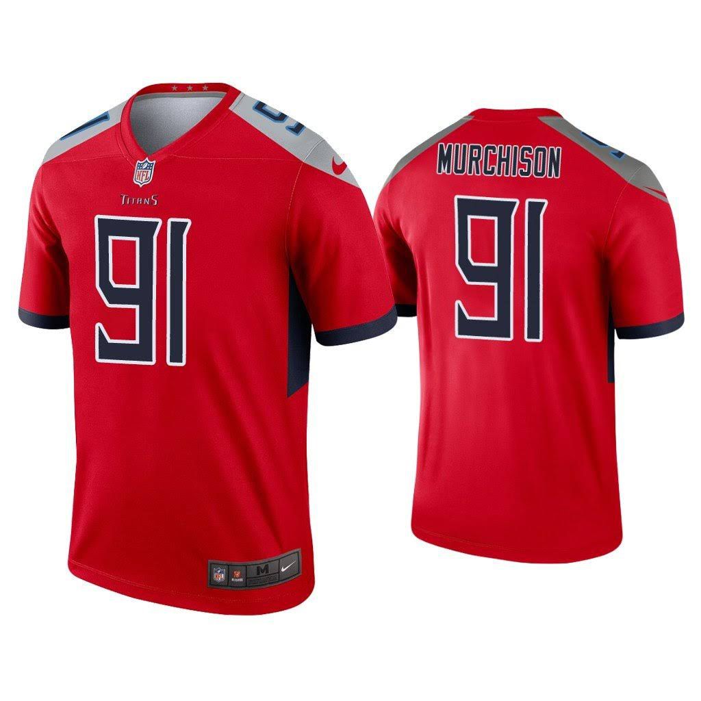 Men Tennessee Titans #91 Larrell Murchison Nike Red Inverted Legend NFL Jersey